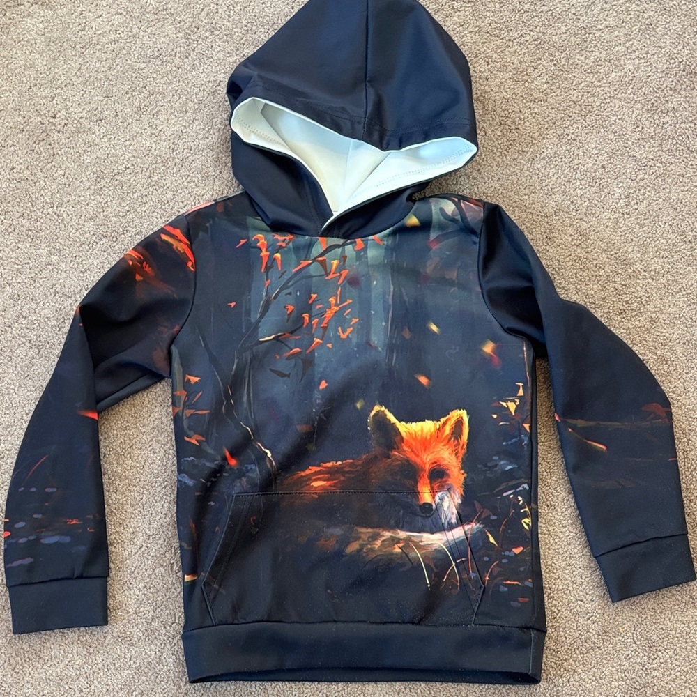Kids Fox Print Hoodie EUC
